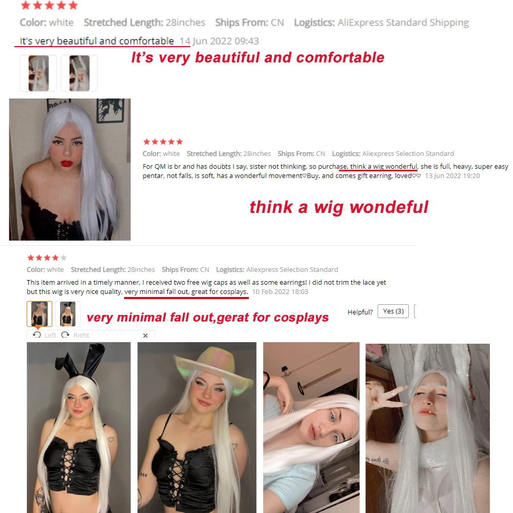 I\'s a wig Long Straight White Cosplay Wigs Synthetic Wigs for Women 60 613 Blonde Grey Pink Black Color for Daily Party Lolita