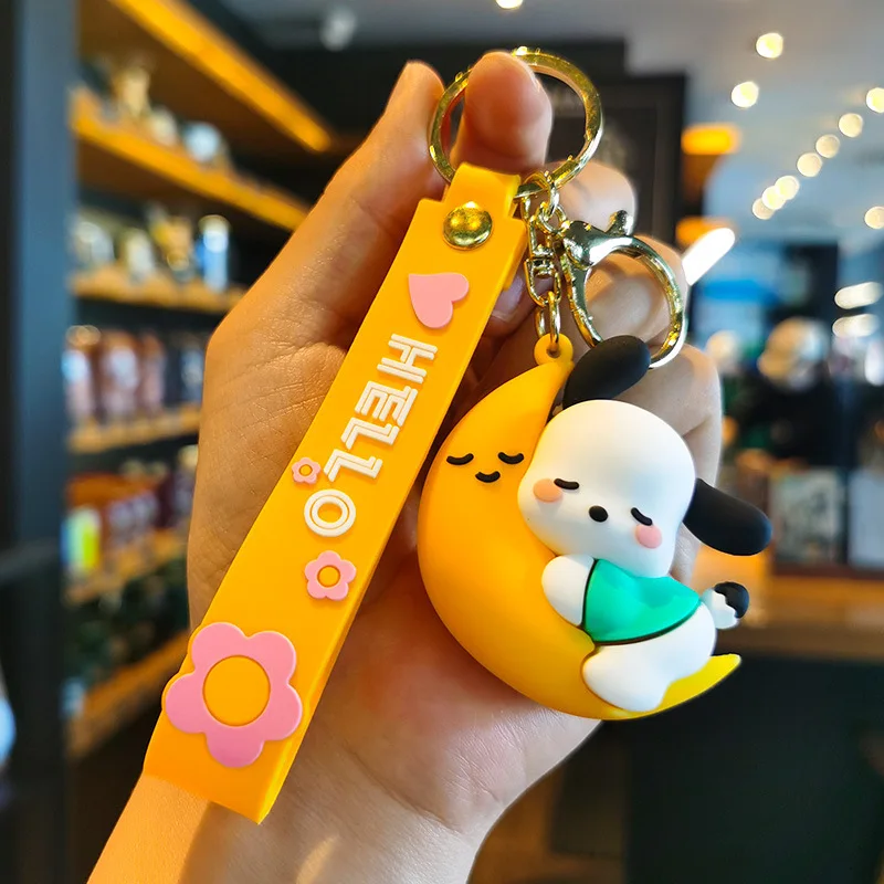 Cartoon Sanrio Hello Kitty Keychain Kawaii Action Anime Figures Kuromi My Melody Pochacco Doll Toys Key Ring Pendant Ornaments