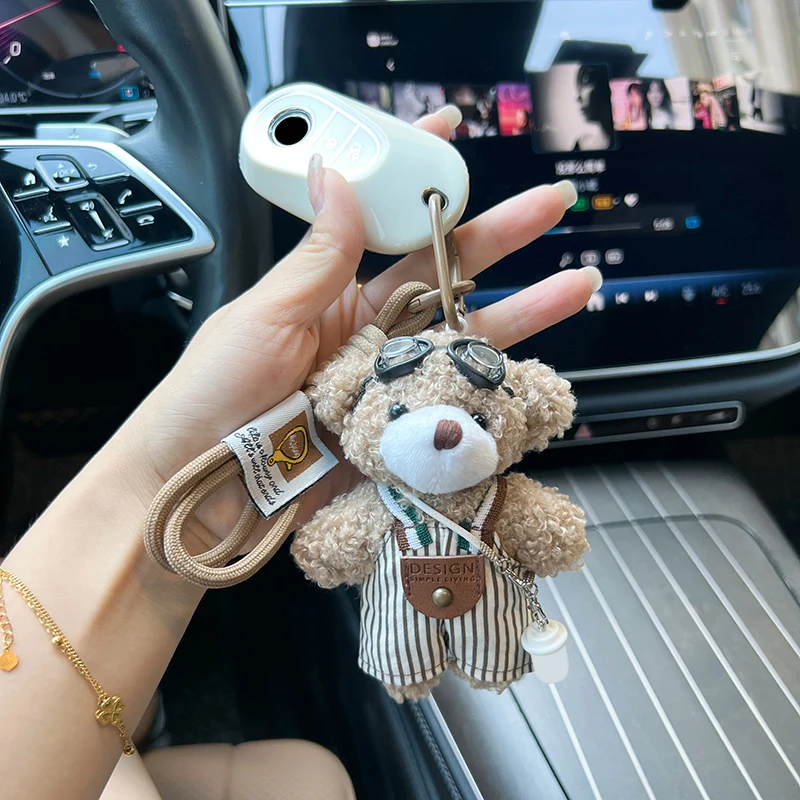 Cartoon Plüsch Brillenband Hosen-Bär Schlüsselanhänger Niedliche Puppe Auto-Schlüsselanhänger Ring Süße Puppe Taschenanhänger – Detail 9