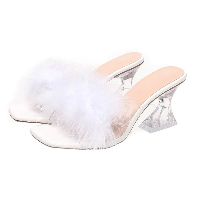 2025 New Elegant Sexy Feather - đánh giá và giá Square Toe Mule