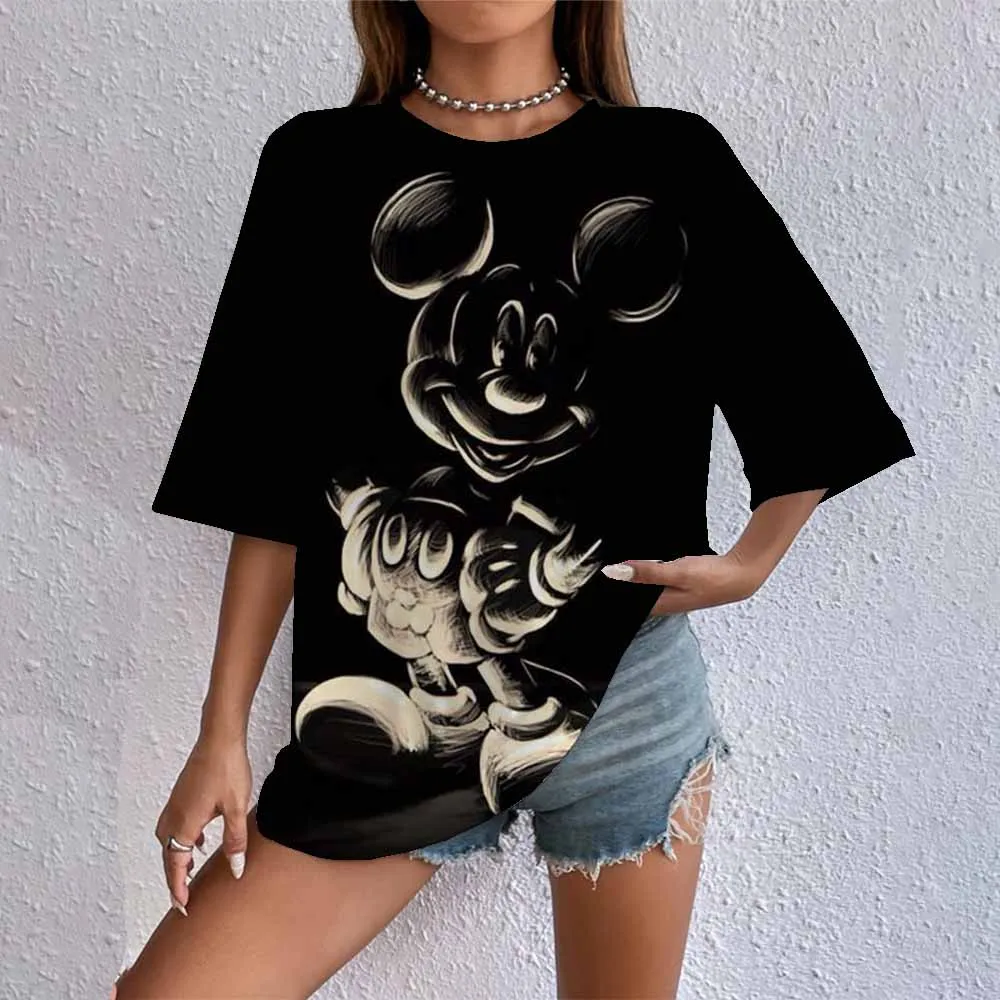 Femmes T-Shirts Kawaii Disney Mickey Mouse imprimé T-Shirts mode été décontracté femme vêtements confortable hauts de rue