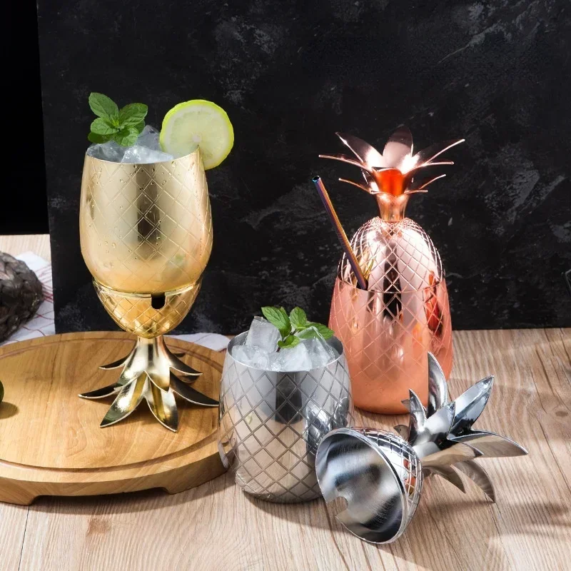 450ml Pineapple Cups Tumbler Wineglass 3 Colors Cocktail Drinking Winebowls Mugs Bar Tools