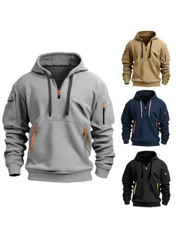 Ny Fleece med Dragkedja och Avslappnad Hoodie för Herr och Dam i Plusstorlek, Lös Pullover, Modetröja 10 best sales plus size techkläder - №4