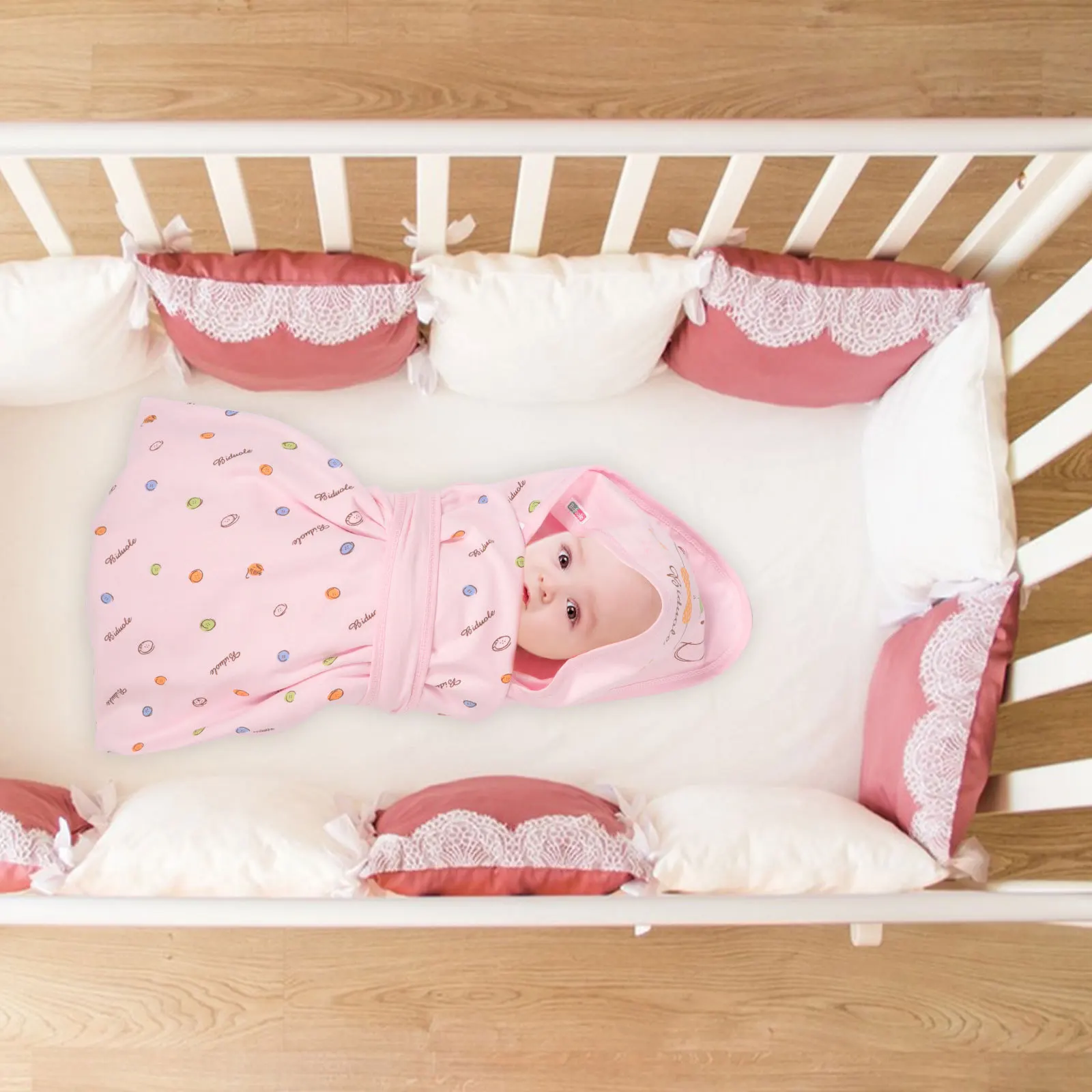 新生児ブランケット ピンク 厚手 暖かい 柔らかい 肌に優しい 幼児用おくるみ服 ラップタオル用品 おくるみ服