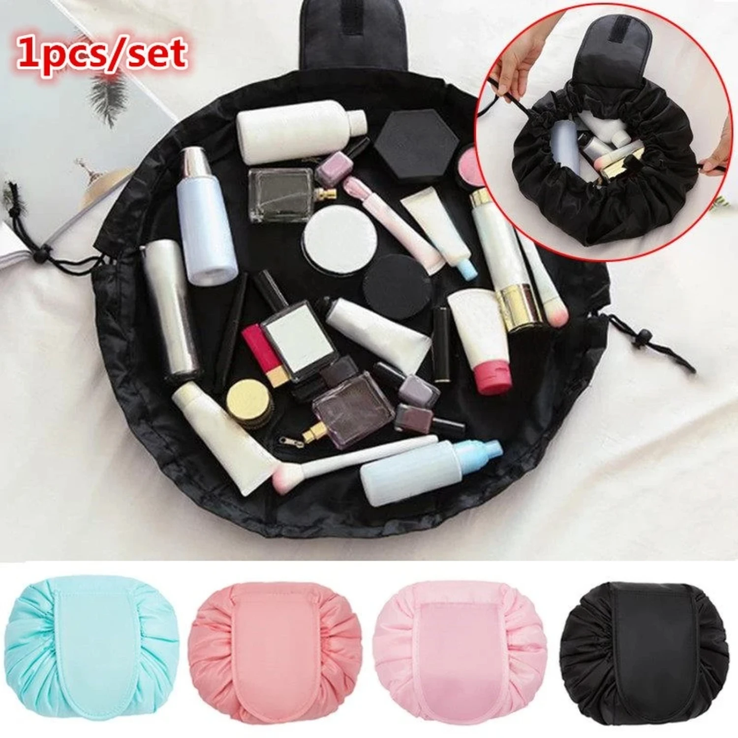 Travel Essentials: High-Quality Womens Drawstring Makeup Bag for On-the-Go Beauty Needs Makup organize Caddy organizer Makup bag