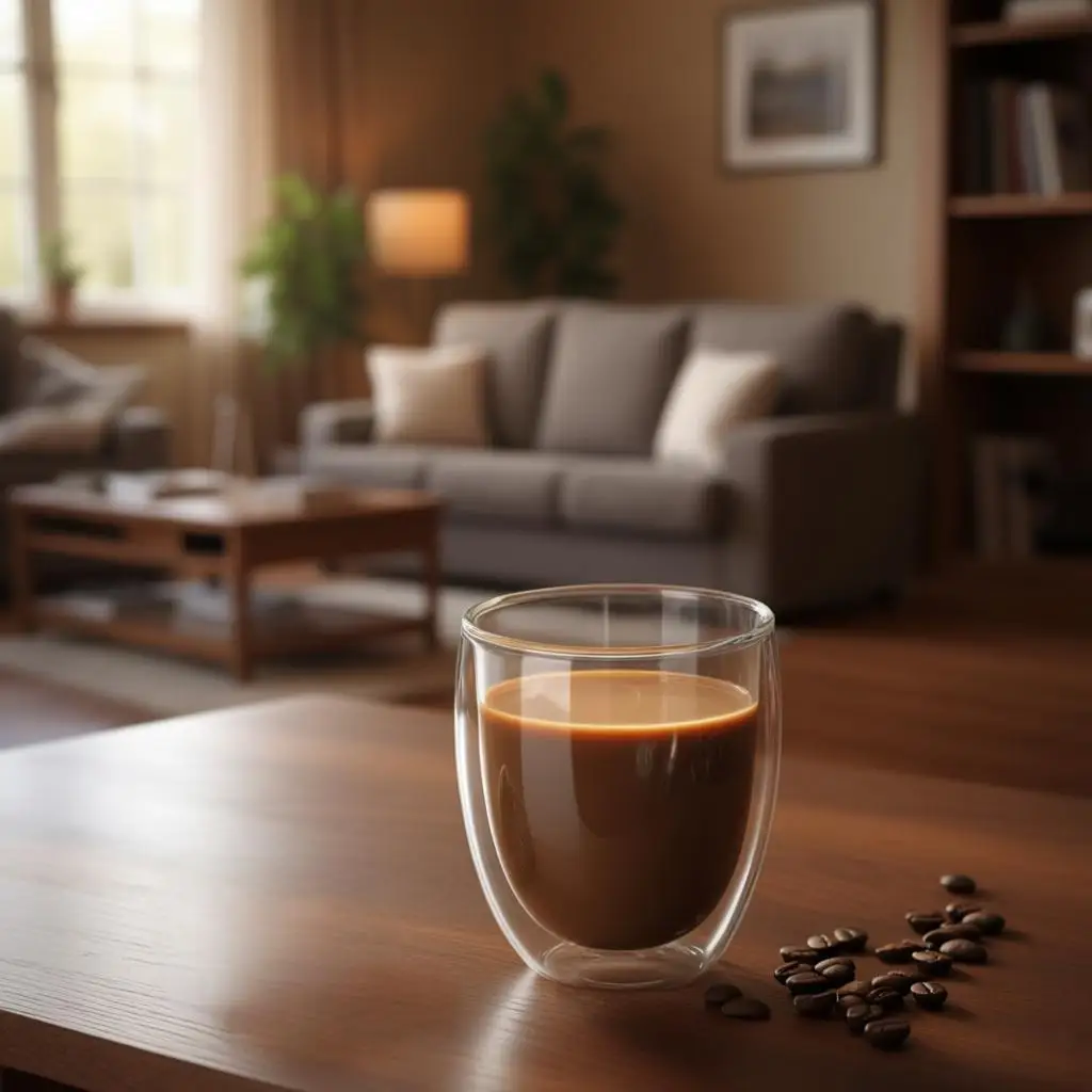 

Family Transparent Coffee Cup Visually New Creative Double Layer Design Beverage Cup Home Daily Used Reusable Drinking Cup