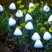 10 LED Solar Mushroom Lights Outdoor Waterproof Decorative Street Lights for Lawn Garden Patio Christmas Holiday Decoration