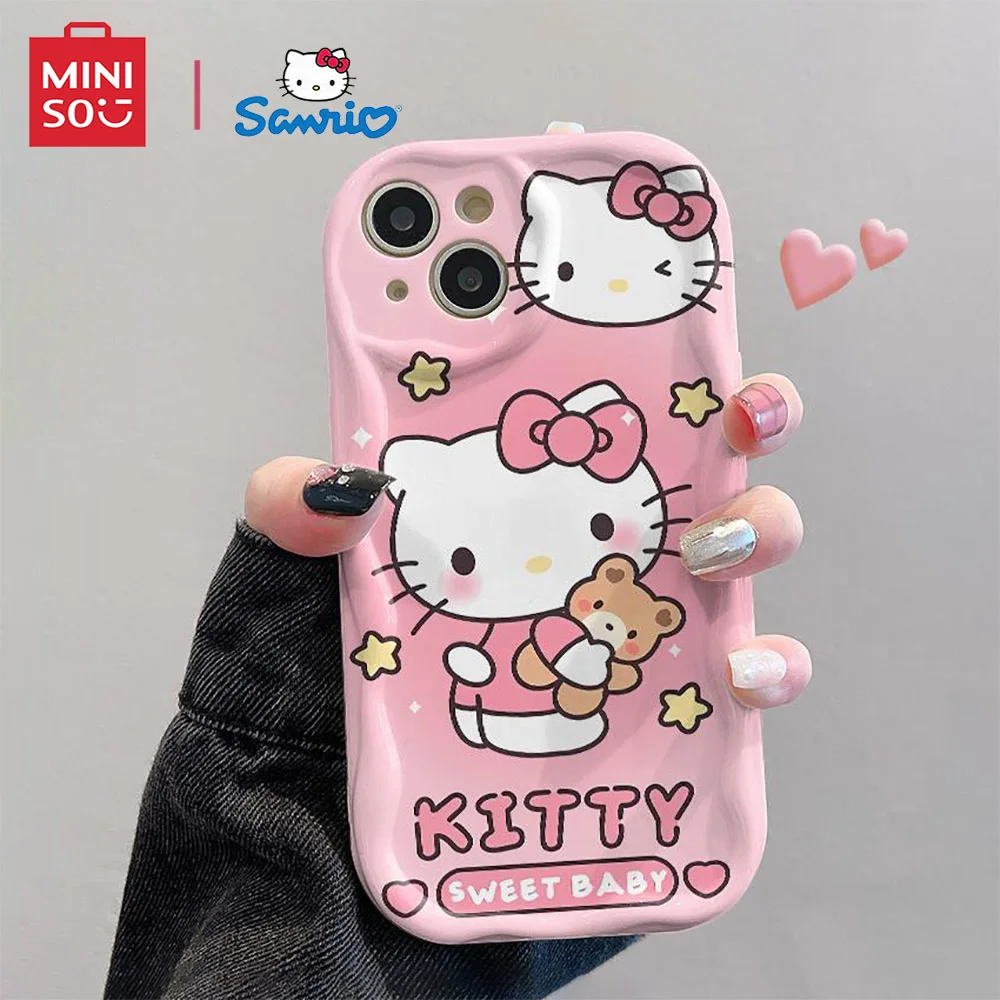 

Miniso Sanrio Collaboration Hello Kitty Phone Case For iPhone 15 14 13 11 12 16 Pro Max Plus X XR XS Girl Silicone Phone Case