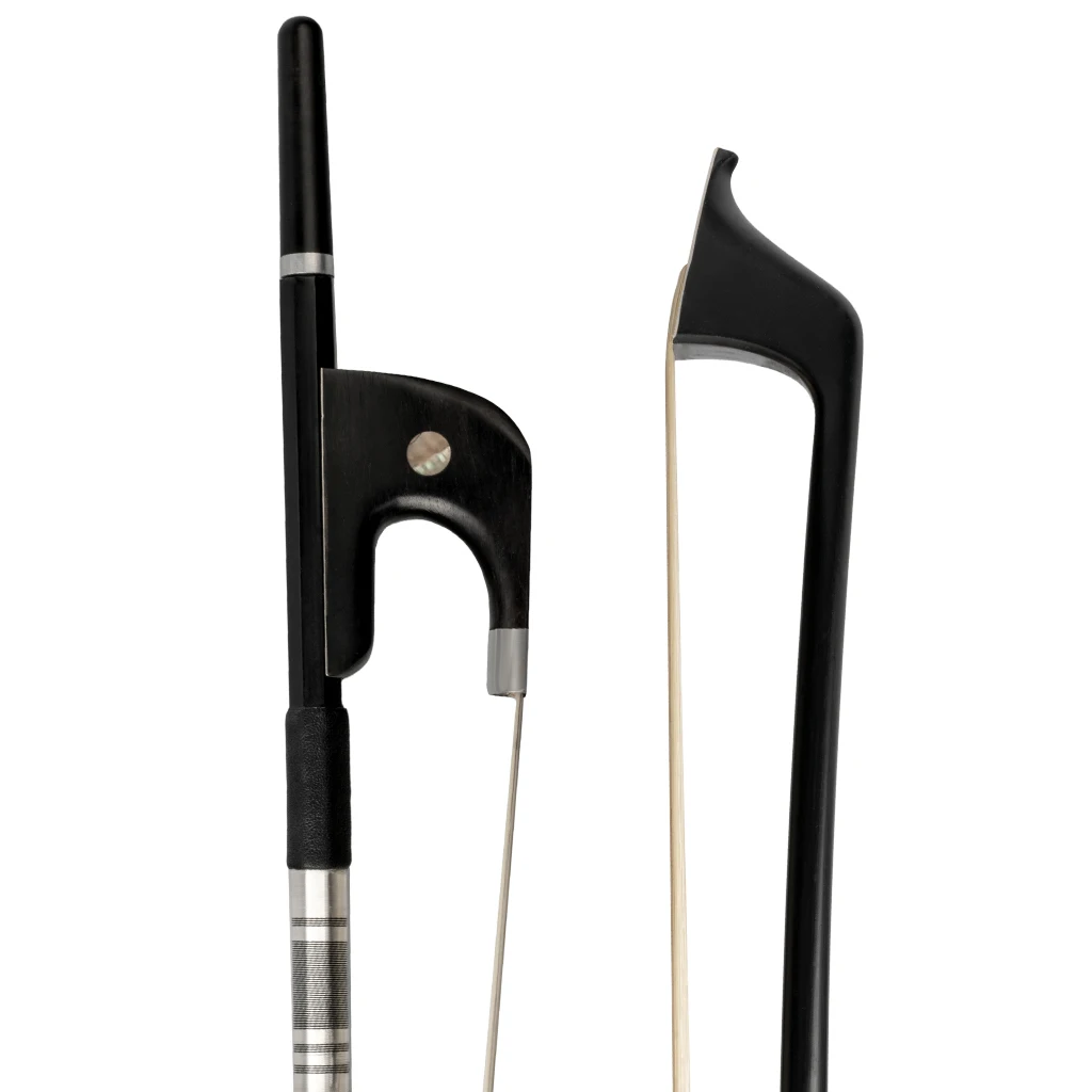 LOOK Upright Double Bass Bow Carbon Fiber German Bow Natural White Horsehair Bow Hair Durable Well Balanced 4/4-1/8 Size