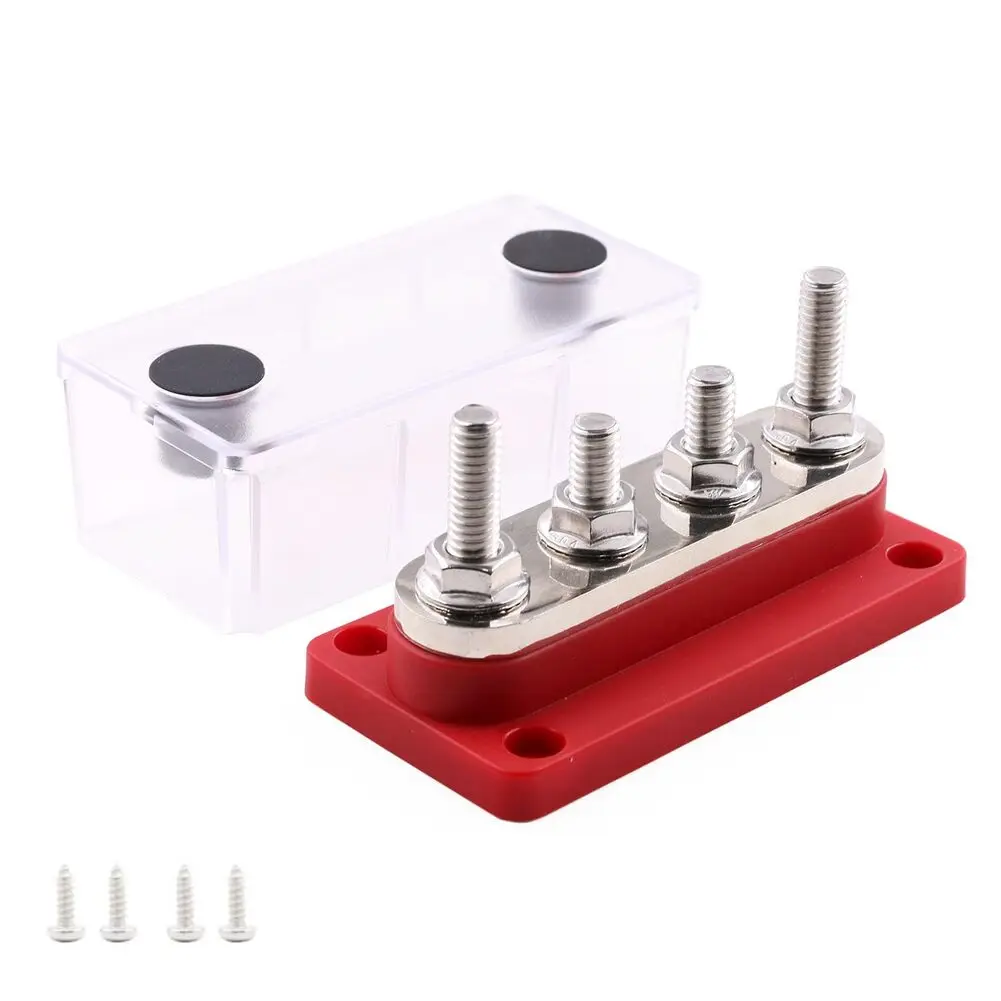 

M8 High Current Busbar 4-channel Copper Terminal Block Owerful Electrical Parameters Busbar Distribution Block For Solar Panels