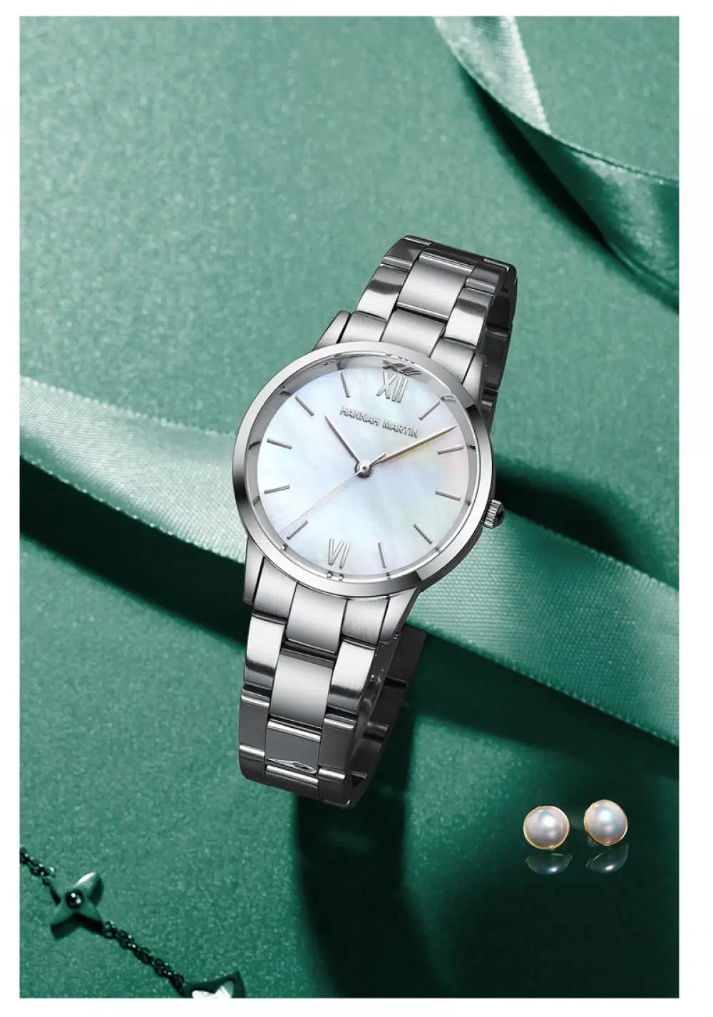 Women watch Japanese CITIZEN Movement Waterproof Watch Women Jade Emerald Green Women Watch Pearl Shell Watch