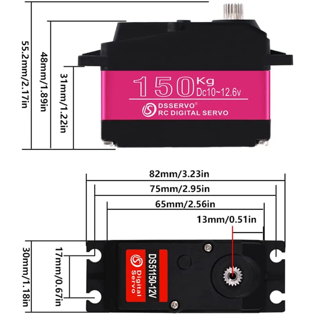 Servo numérique à couple élevé, engrenage en acier inoxydable, bras 18T, 180, 270, résistant pour voiture RC Baja à grande échelle 1:5, voiture d'escalade tout-terrain, 150kg