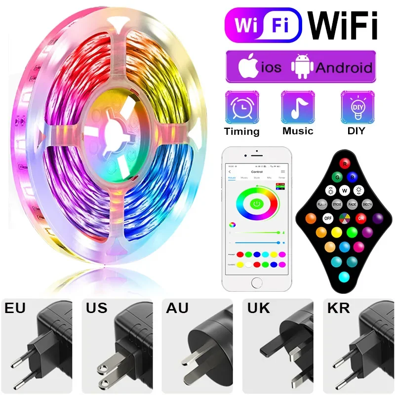 LED Light Strips Bluetooth APP Controller Flexible RGB 5050 Decoration BackLight Lamp Night light Luminous String For Bedroom