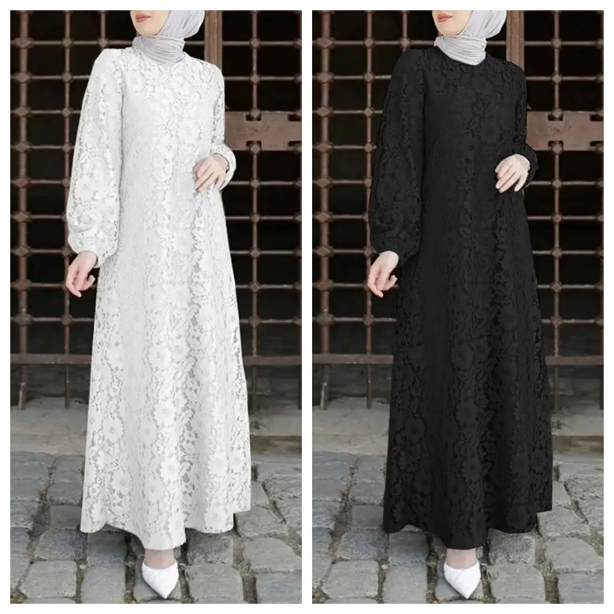 Fashion women's lace crochet Muslim dress, elegant summer long sleeved sun skirt, long robe, snake scorpion