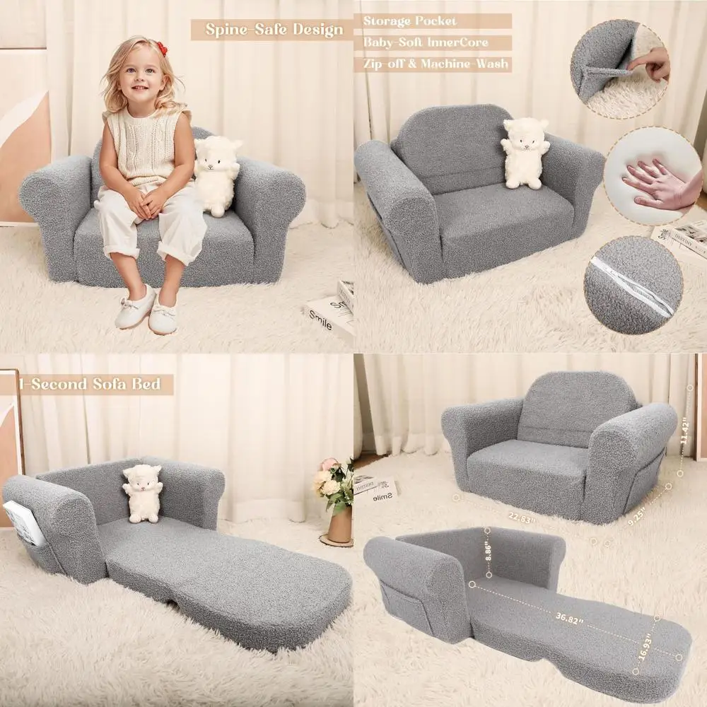 

Convertible Toddler Chair: Safety-Certified Lounger for Kids, Suitable for Boys and Girls