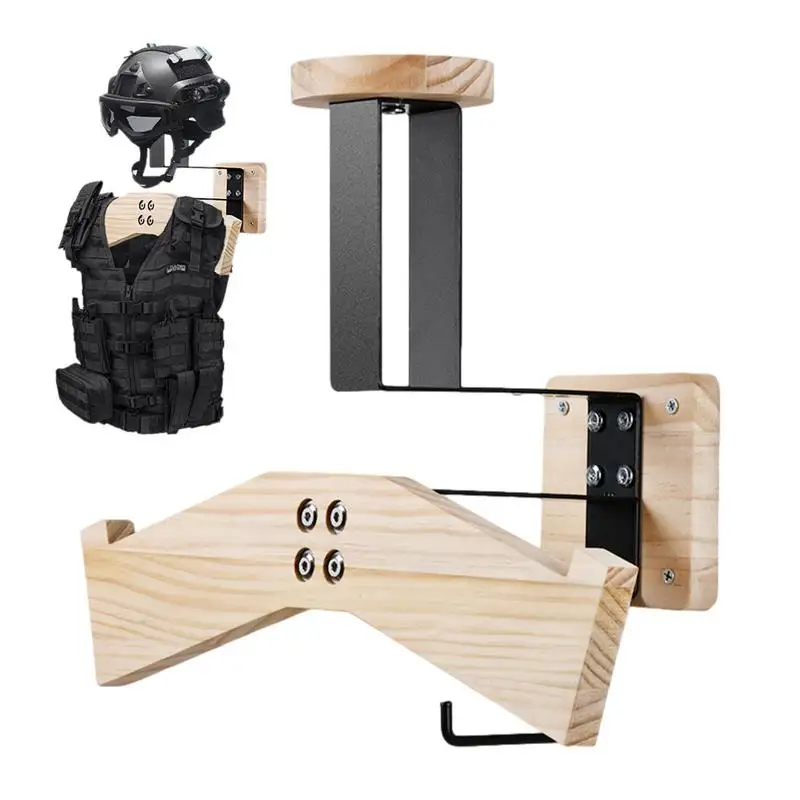 NEW Wooden Helmet Rack Wall Mount Motorcycle Helmets Holder Helmet Wall Mount Rack Display With Hanger For Rider Baseball lover