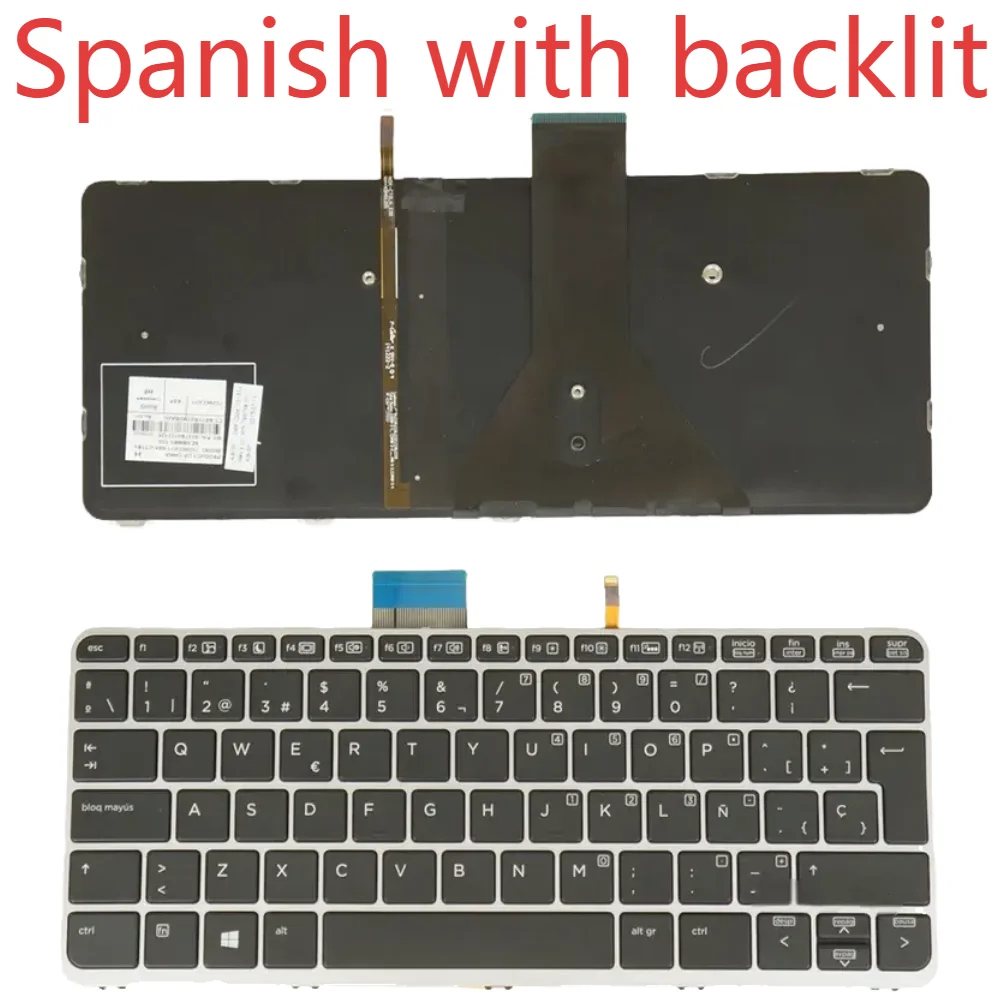 

1020 G1 испанская клавиатура с подсветкой для HP Elitebook FOLIO 1020 G1 1030 G1 клавиатура ноутбука серебряная рамка