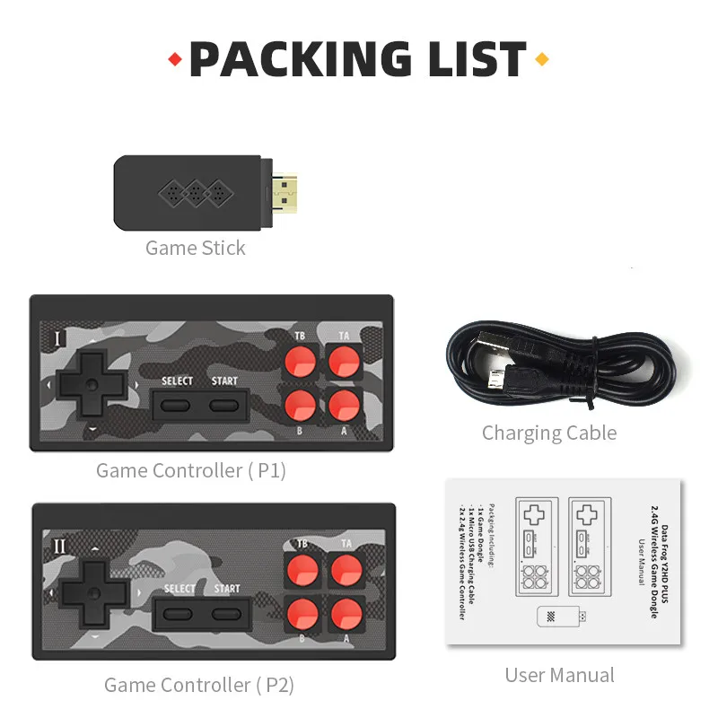 DATA FROG-videoconsola Y2S HD Plus 4K para niños, consola de videojuegos con mando inalámbrico clásico, Retro, Dendy, salida de TV, regalo, 1800