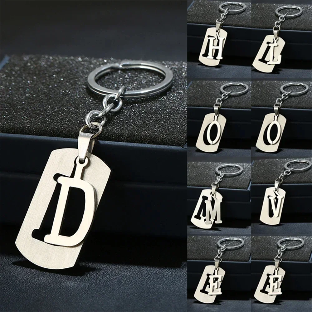 

NEW DIY Stainless Steel A-Z Letters key Chain Charm 26 Letters KeyChain Men Women keychain Couple gift Jewelry Car Key Ring