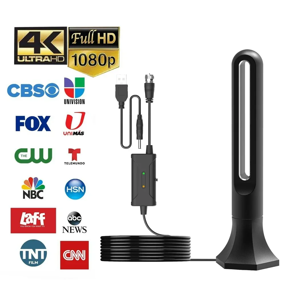 4K 1080P Digital HDTV Indoor Antenna Amplifier Free Channel 25dBi Satellite TV Receiver Long Range 150 Mile Reception Range
