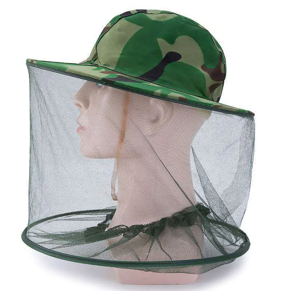 Camouflage Male Fishing Hat Anti-bee Insect Anti-mosquito Net Anti-insect Hat Mesh Fishing Hat Outdoor Hat with Sun Cover dropsh