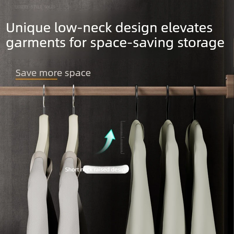 Solid Wood Short Neck Metal Clothes Hanger Space Saving Non Slip Closet Garment Rack Anti Shoulder Bump No Trace Clothing Holder