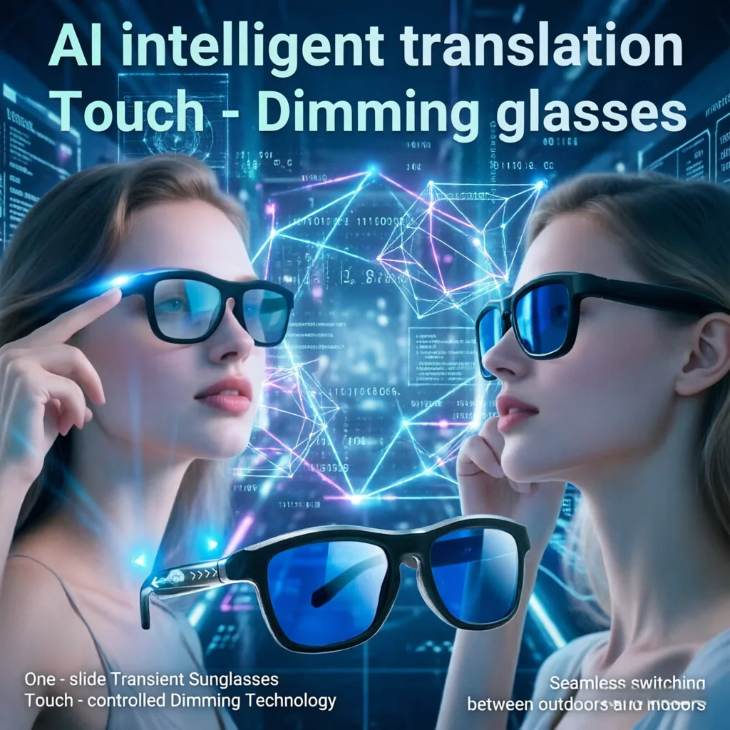 

Touch-Dimming AI Glasses Bluetooth Electrochromic Smart Sunglasses HD Call Translation Outdoor