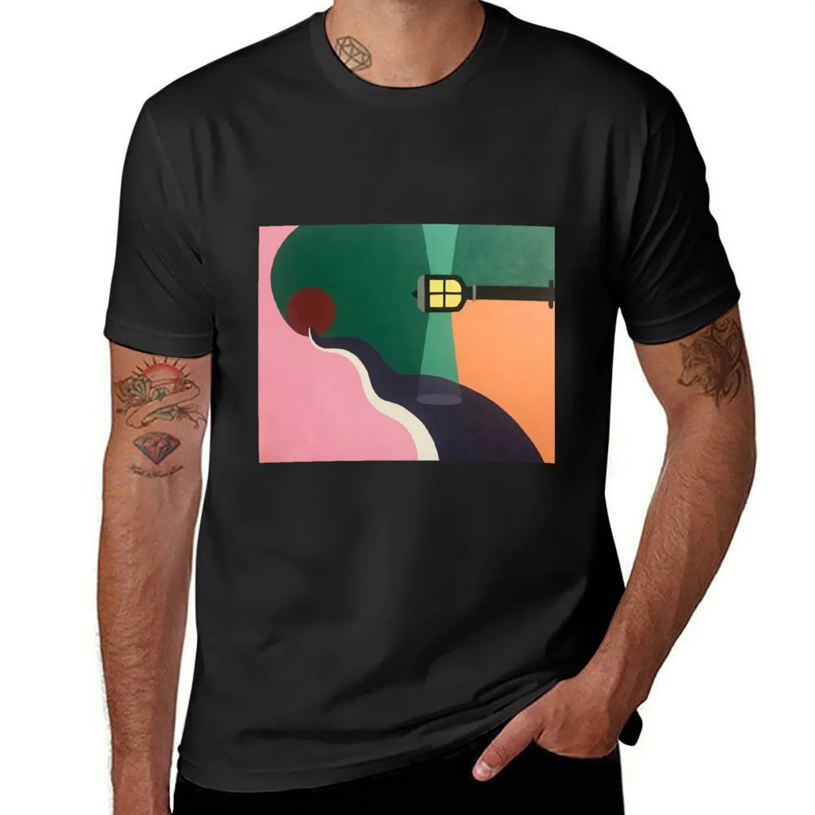 Nighttime Stroll Color Block Paintng T-Shirt funnys customizeds customs design your own workout shirts for men