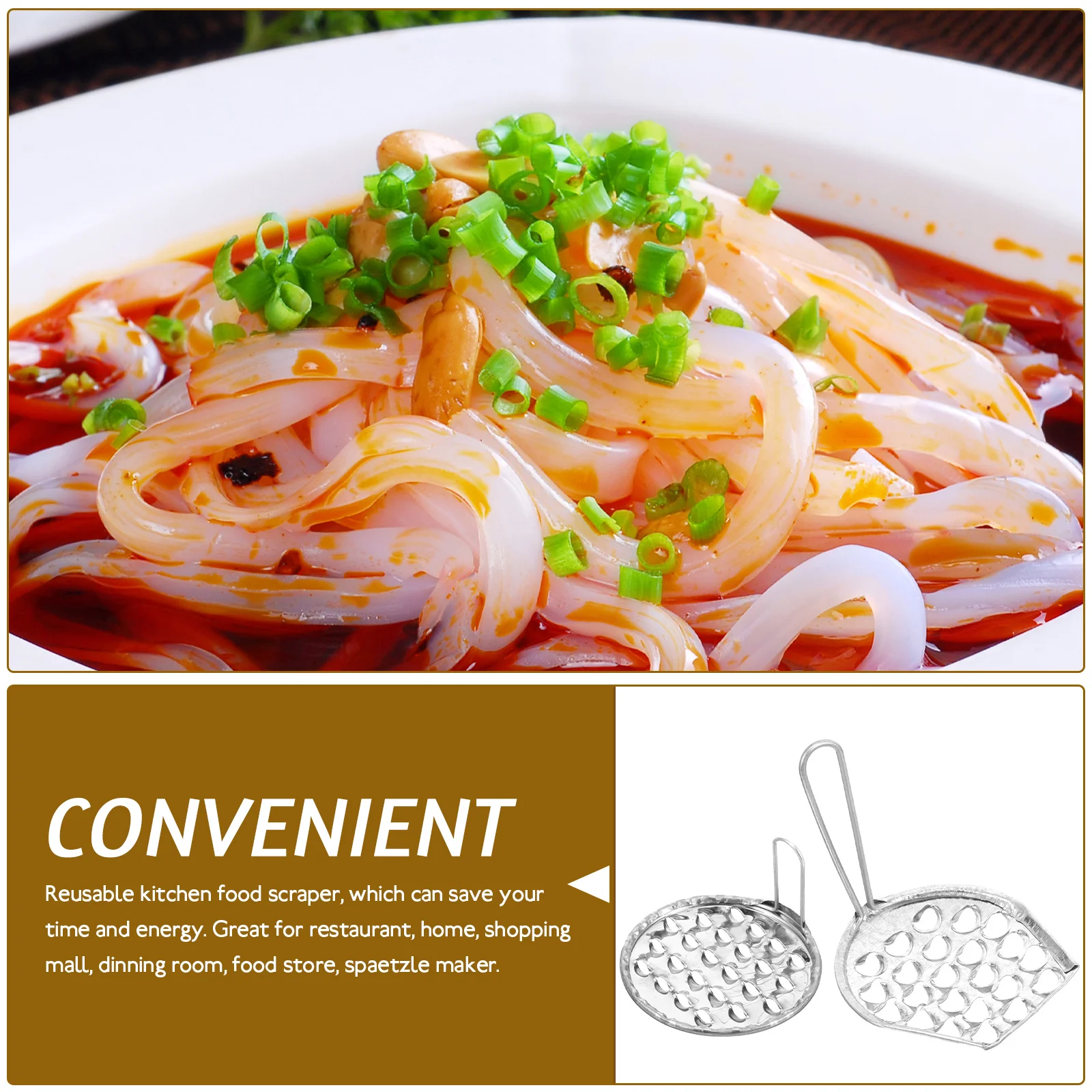 

2Pcs Bean Jelly Scraper Stainless Steel Multipurpose Kitchen Gadget for Food and Noodle Scraping Bean Jelly Scraper