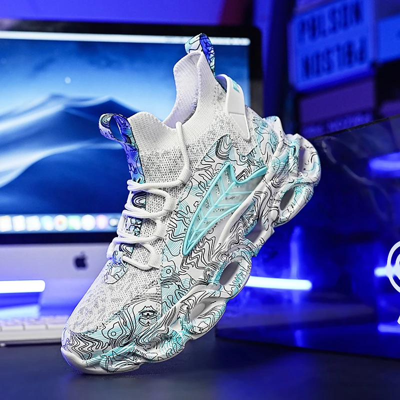 

Мужские кроссовки с противоскользящей и износостойкой подошвой, высоким верхом и поддерживающим дизайном, модные повседневные кроссовки для активного отдыха и бега.