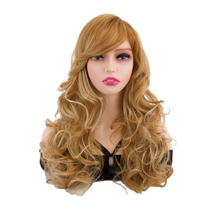 

Women Long Dark Golden Hair Full Party Ladies Wig
