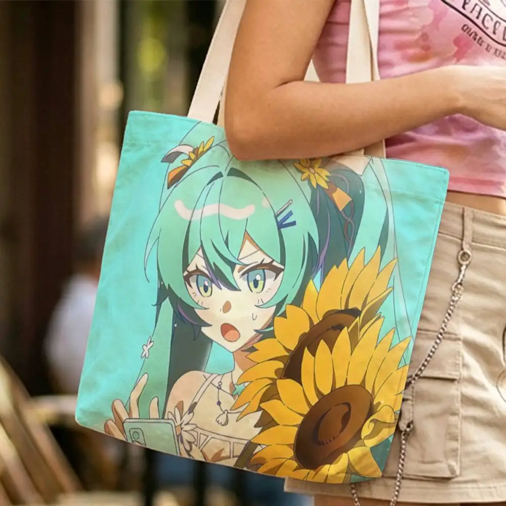 PJSK Singer M-Miku Art Waterproof Lined Canvas bags suitable for going to class, shopping, gifts, and commuting