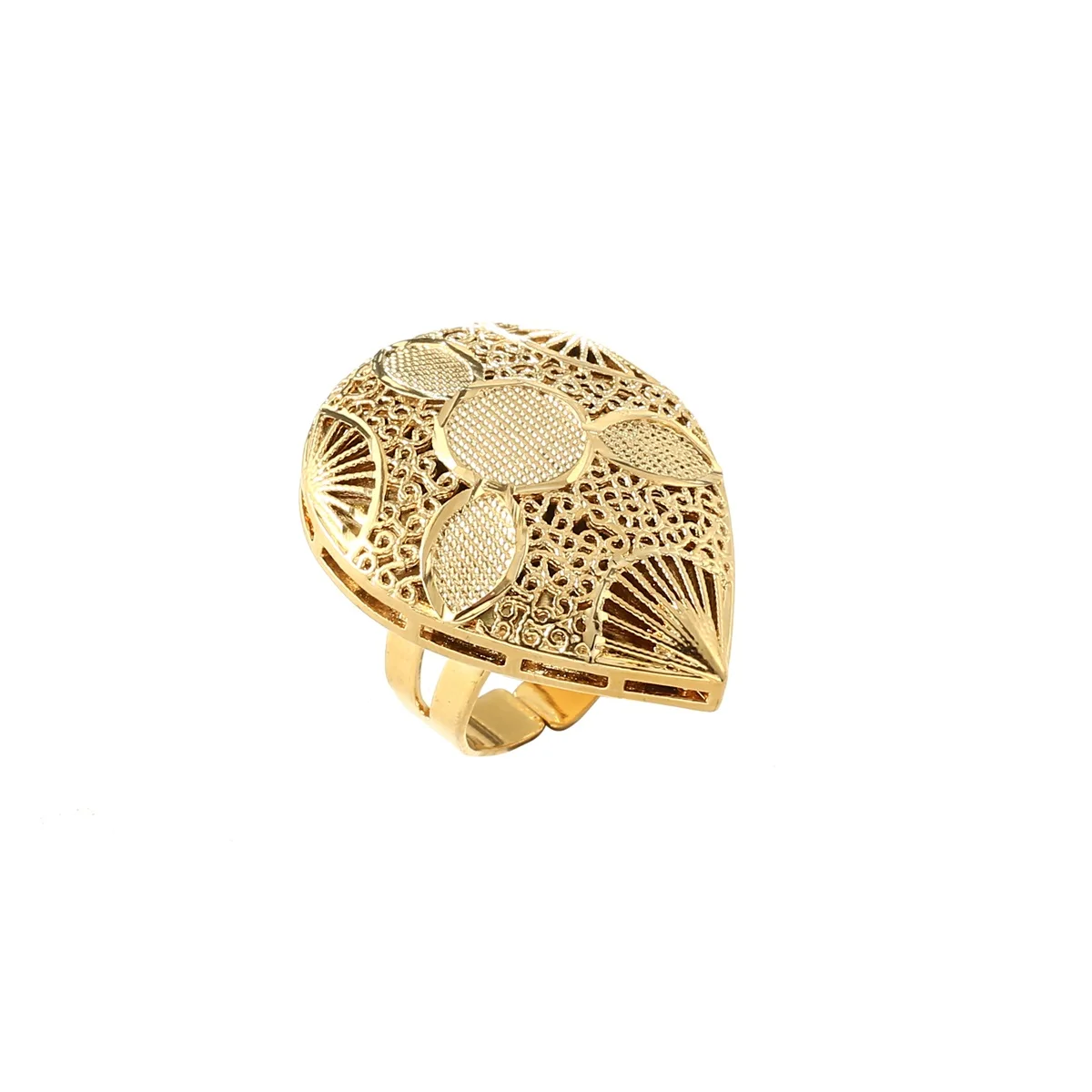 خاتم كبير قابل للتغيير للنساء مجوهرات أفريقية إثيوبية ذهبية اللون لحفلات الزفاف خاتم أكبر قابل للفتح خواتم مبالغ فيها