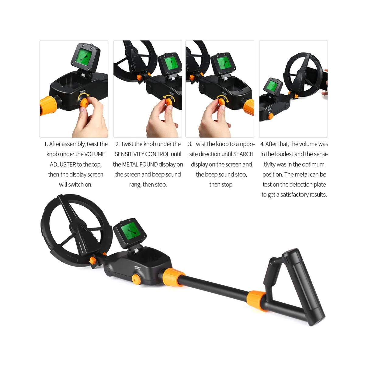 Underground Metal Detector with Waterproof Search Coil Gold Detector Detecting Pinpointer MD1008A