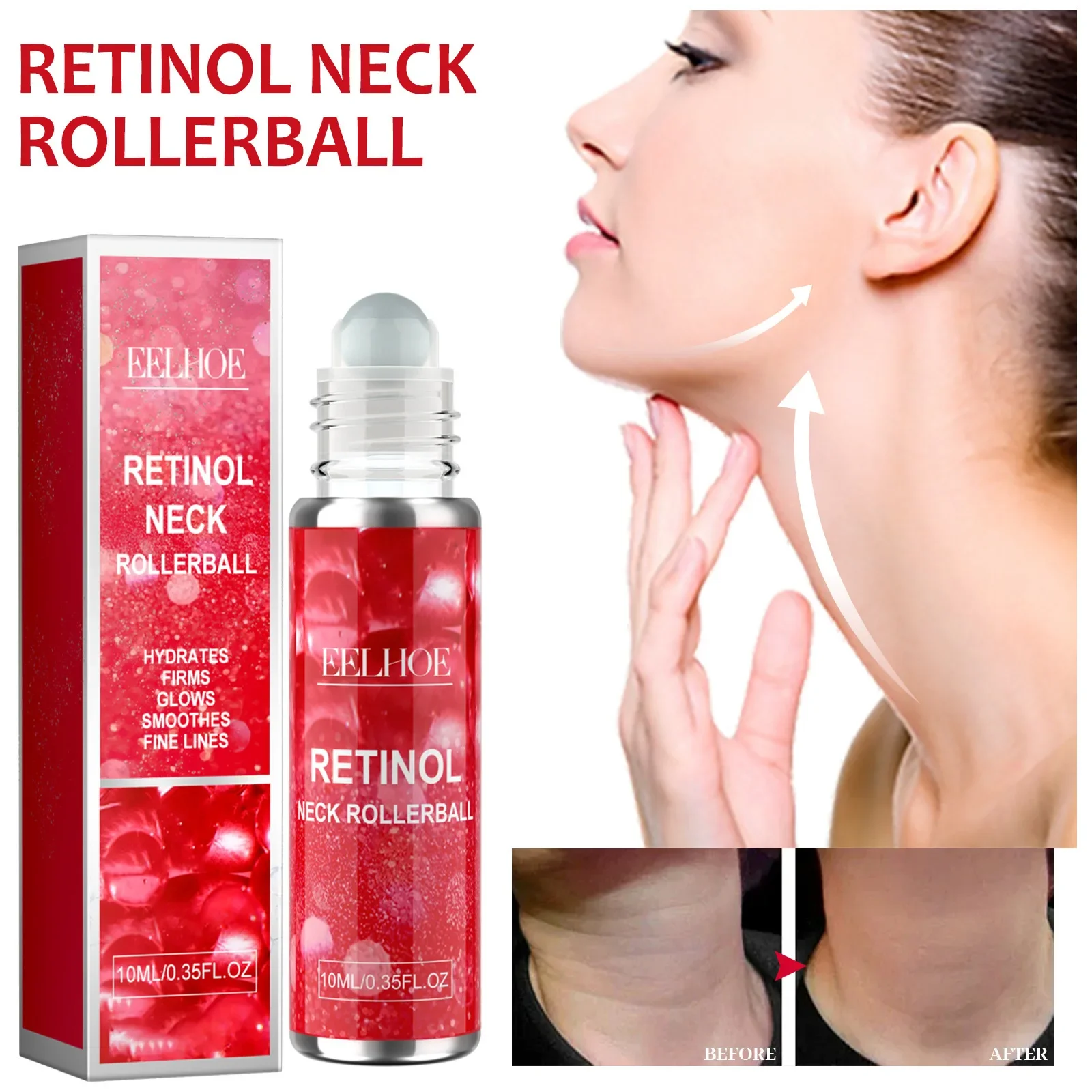 10ml Eelhoe Retinol Fading Neck Lines Ball Hydrating Moisturizing and Nourishing Fading Wrinkle Neck Lines Loose Skin Care