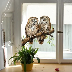Owl Branch Wall Stickers Living Room Glass Window Home Decorration Bedroom Decor Self Adhesive Animal Decals Electrostatic 