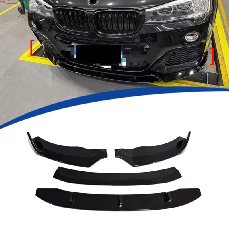 

For BMW X3 F25 2014-2016 Bright Black Car Front Bumper Lip Front lip glossy black Diffuser Front Chin Spoiler Body Kit