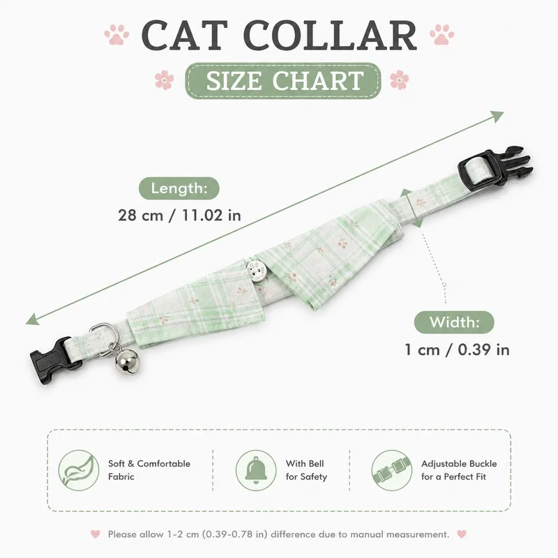 Custom cute cat bow tie collar, personalized customization available with pet names and paw‑print patterns
