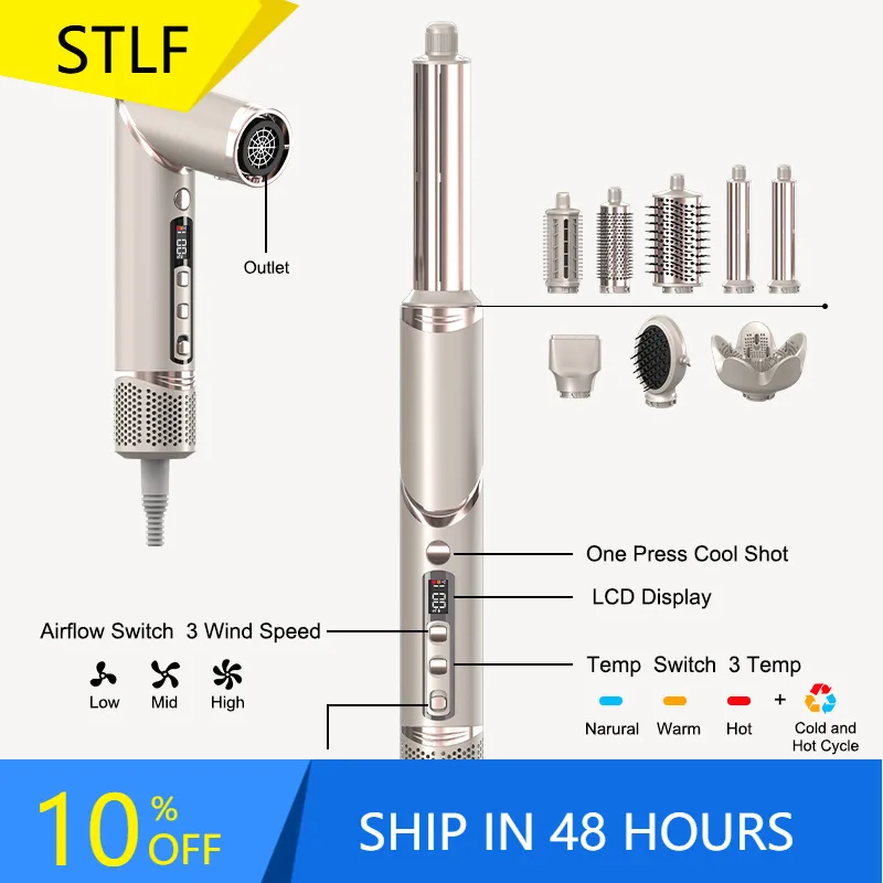 

STLF8 1, электрический стайлер для волос, ЖК-дисплей, температура, индивидуальный логотип, вентилятор, щетка, выпрямитель для волос, бигуди, инструменты для укладки, Ion Technolog