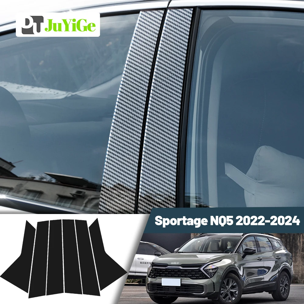 

Glossy Black Carbon Fiber Window Door Deal B C Pillar Post Cover Sticker For Kia Sportage NQ5 2022-2024 2023