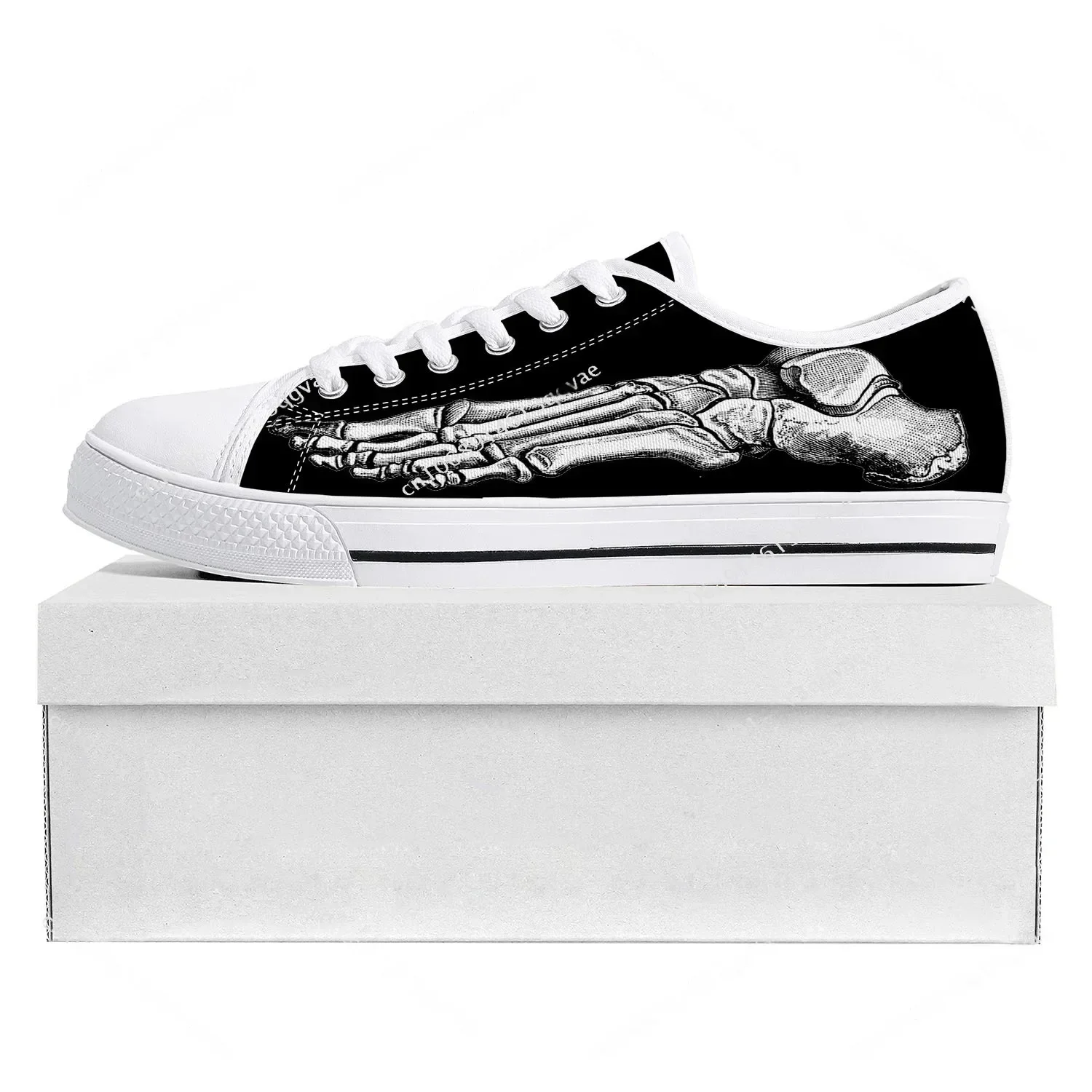 Skeleton Feet Low Top High Quality Sneakers Mens Womens Teenager Hot Tailor-made Shoe Canvas Sneaker Casual Couple Shoes White