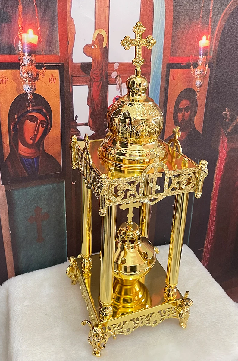 HTISOK Orthodoxes Räuchergefäß aus Legierung, katholische religiöse christliche Geschenke, Kirchendekoration, Räucherbrenner-Zubehör, Quemador De Incienso – Detail 1