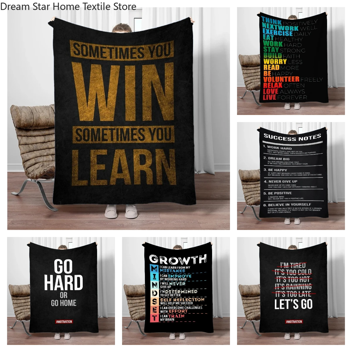 Motivational Quotes Lion Mindset Is Everything Flannel Blanket Soft Warm Throw Blanket Nap Blanket for Sofa Bed Office Camping