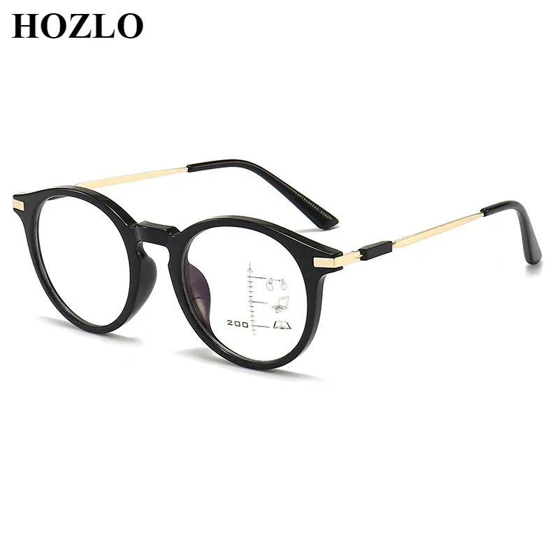 

Fashion Round Anti Blue Light Progressive Reading Glasses Men Women Hyperopia Eyeglasses Look Near Far Old Man Gift Spectacles