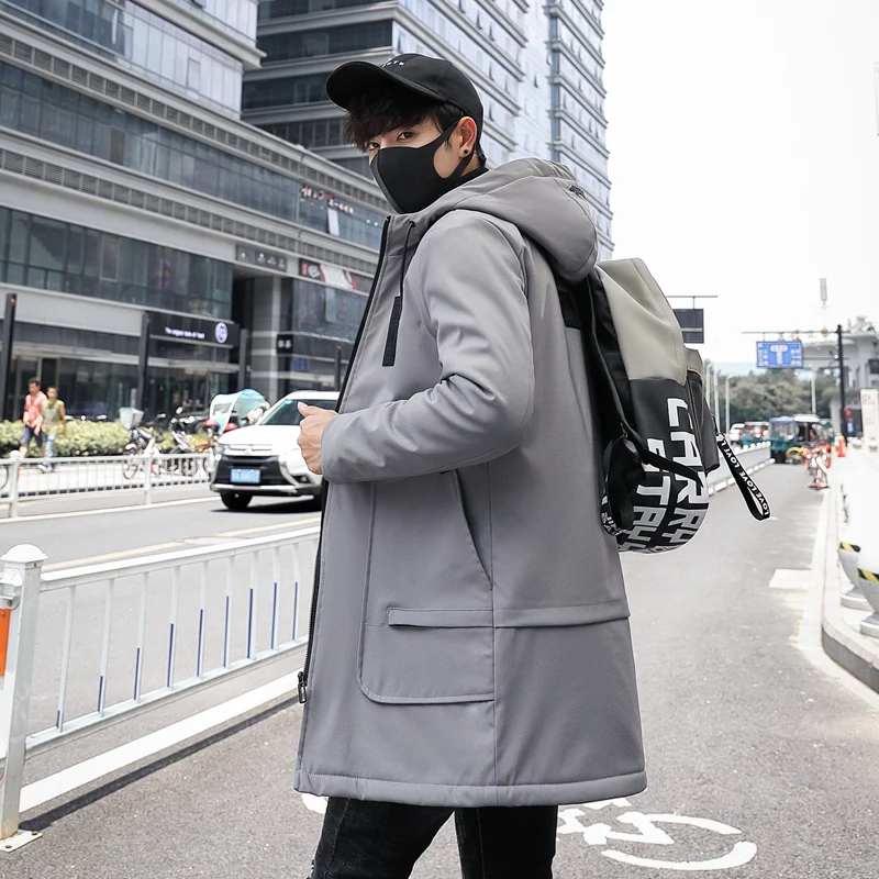 

Men's Winter Faion Hooded Fce Lined Jaet Casual Outdoor Windbreaker Youth ular Polyester Fabric Long Sve Zipper ...