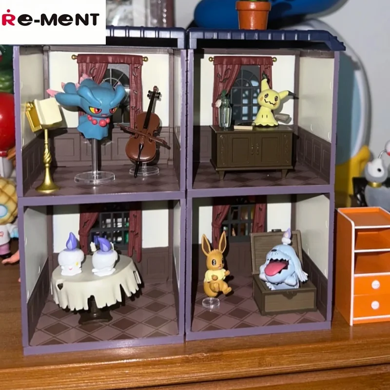 Em estoque re-ment genuíno pokemon meia-noite casa misteriosa 2 cena em miniatura coletar modelo de ação caixa cega presentes surpresa