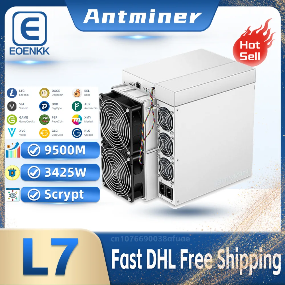 New Bitmain Antminer L7 9500M 9300M 9050M 3425W Powerful Crypto Miner litecoin Miner Doge Mining Machine Only USDT