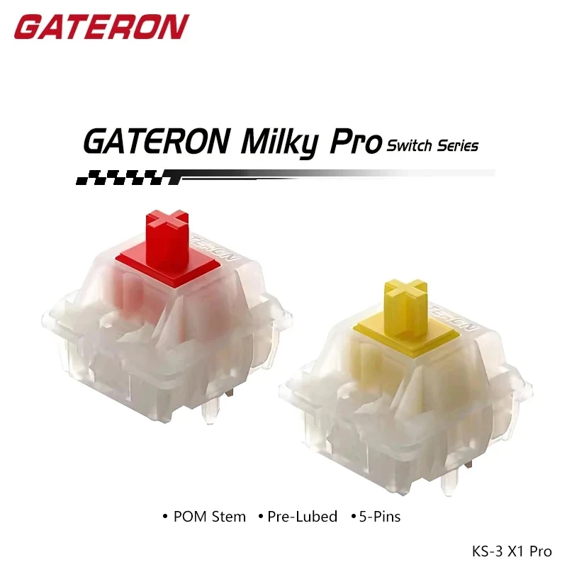 Gateron Milky Pro Yellow Red Switches KS-3 X1 Linear Lubed Switch For Gaming Mechanical Keyboard 5Pin