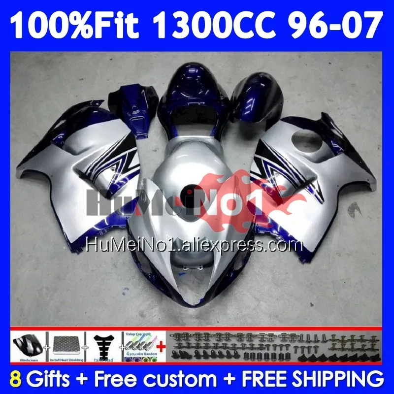 Fairing For SUZUKI GSXR Silver blue 1300 CC Hayabusa GSXR-1300 126No.32 GSXR1300 96 97 98 99 00 01 2002 2003 2004 2005 2006 2007