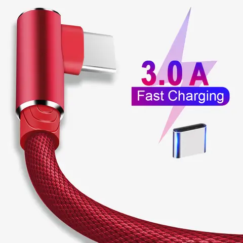 1m 2m 3m 90 angle USB C Type C Cable Charger Wire For Samsung Huawei Xiaomi USB-C USBC Type-C Long Fast Charge Data Cord